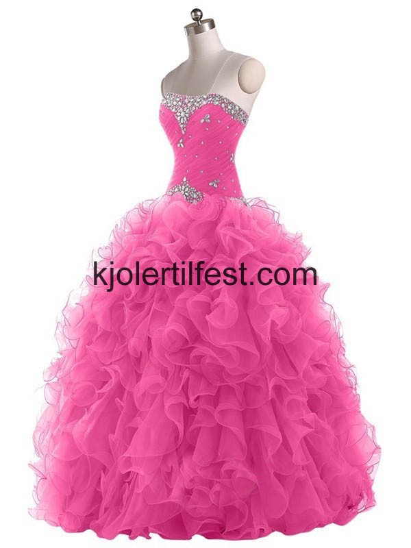 Fuksia Kjreste Stroppels Organza Quinceanera Kjoler