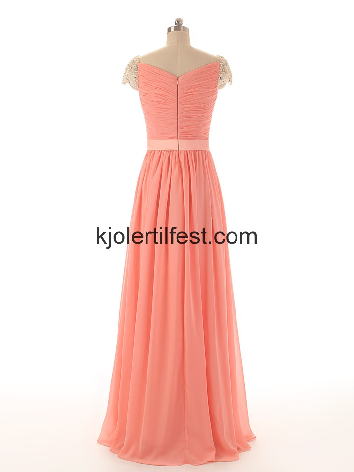 Vannmelon Kjreste Lange Chiffon Ballkjoler