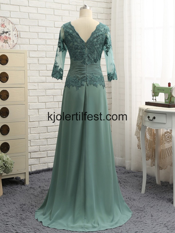 Grnn A-Linje Chiffon Blonder Kjoler Til Brudens Mor