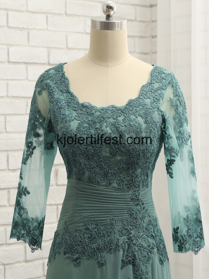 Grnn A-Linje Chiffon Blonder Kjoler Til Brudens Mor
