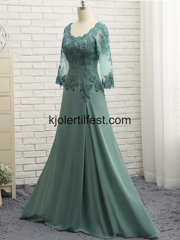 Grnn A-Linje Chiffon Blonder Kjoler Til Brudens Mor