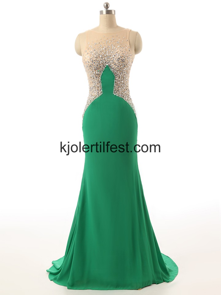 Grnn Scoop Havfrue Chiffon Selskapskjoler