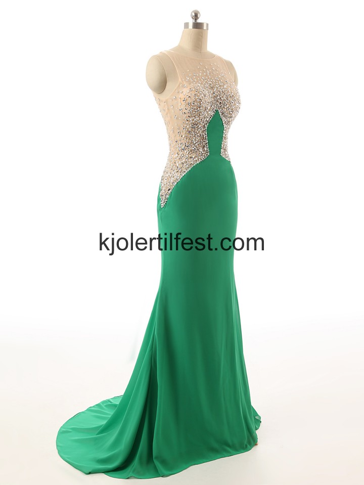 Grnn Scoop Havfrue Chiffon Selskapskjoler