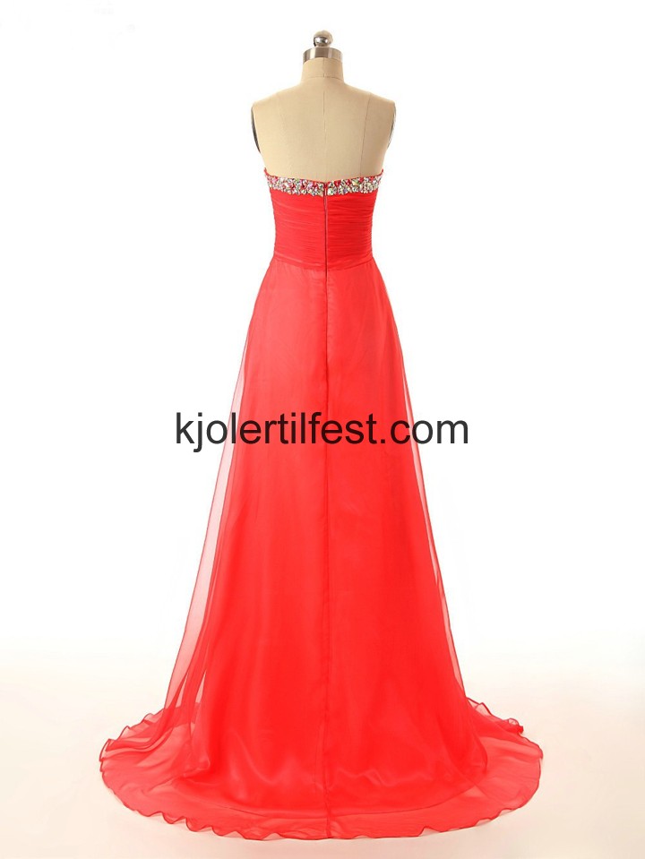 Gulvlengde Rd Chiffon Ballkjoler