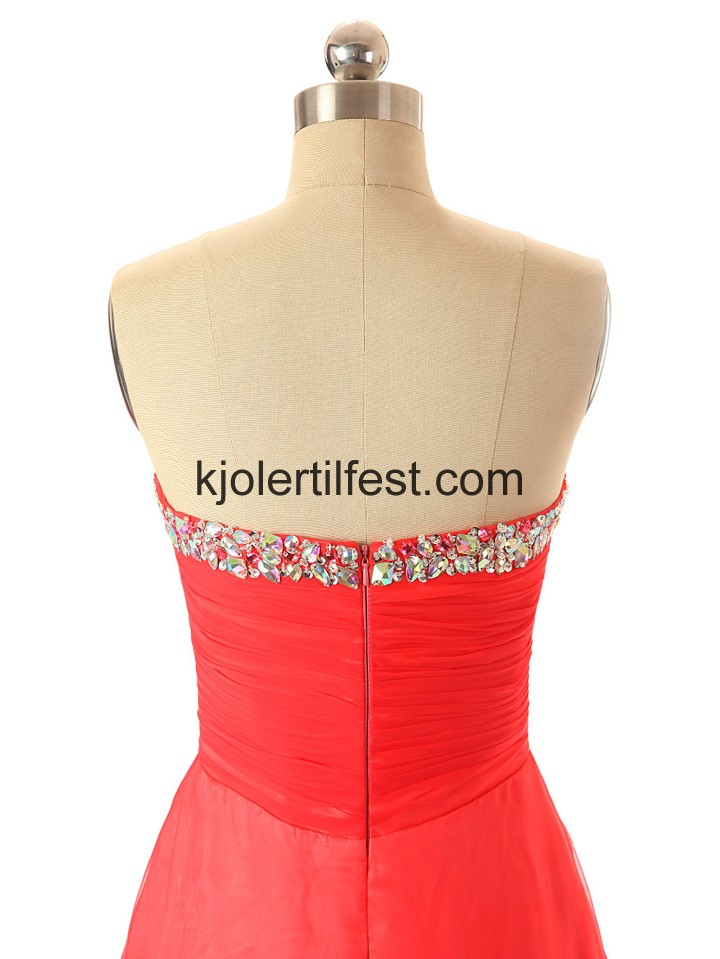 Gulvlengde Rd Chiffon Ballkjoler
