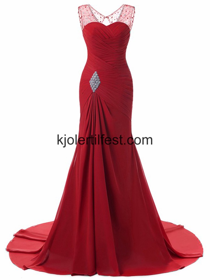 Havfrue Stropper Lange Grnn Chiffon Selskapskjoler