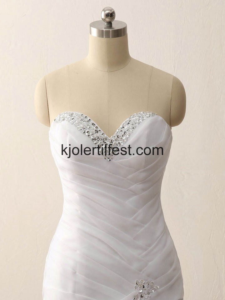 Havfrue/Trompet Hvit Kjreste Chiffon Brudekjoler