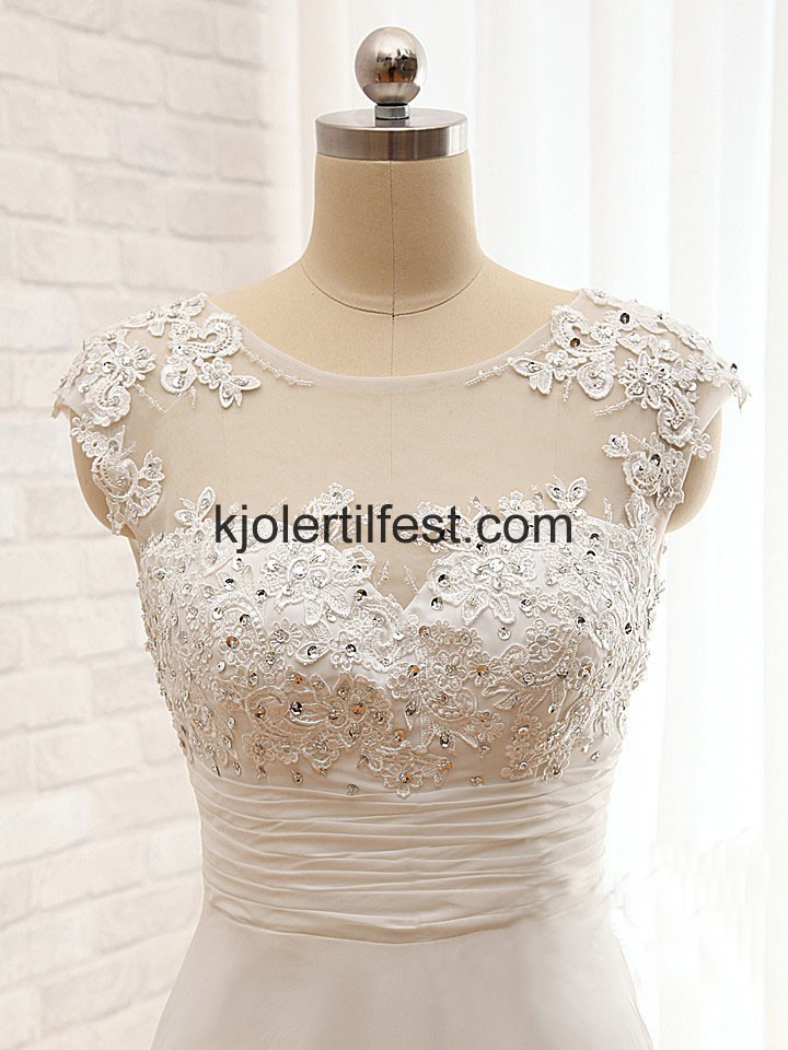 Hvit A-Linje Chiffon Lange Brudekjoler