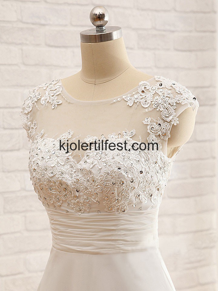 Hvit A-Linje Chiffon Lange Brudekjoler