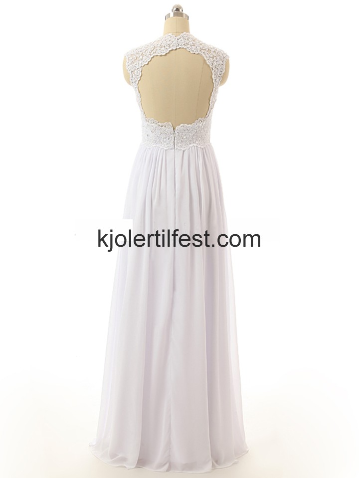 Hvit A-Linje Kjreste Chiffon Lange Ballkjoler