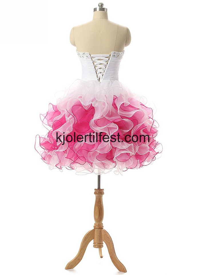 Hvit Kjreste Perler Snring Organza Ballkjoler