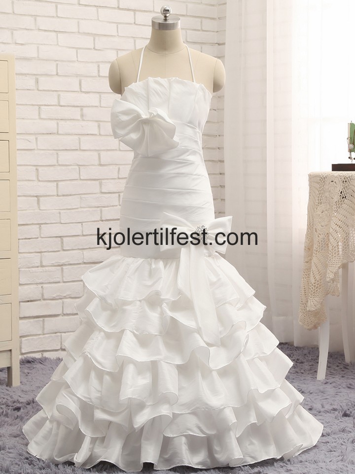 Hvit Stoppet Flower Taffeta Brudekjoler