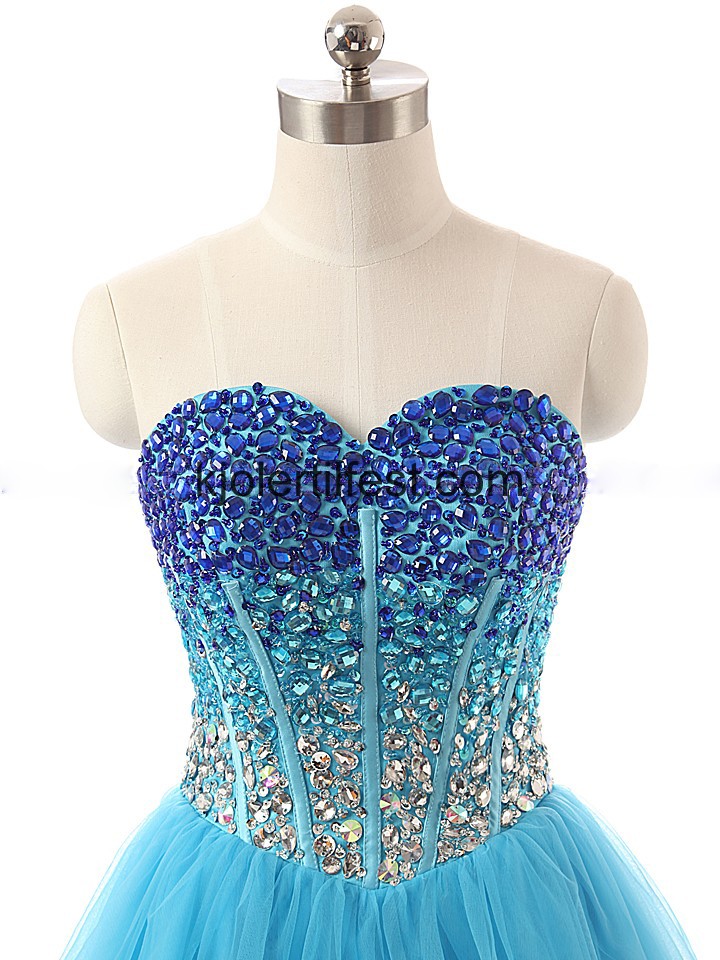 Isbl Kjreste Rhinestones Tyll Ballkjoler