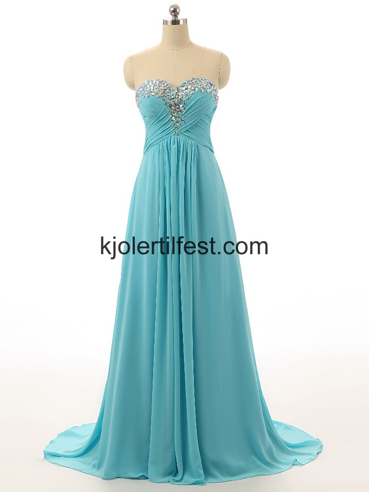 Skjede/Kolonne Stroppels Bl Chiffon Ballkjoler