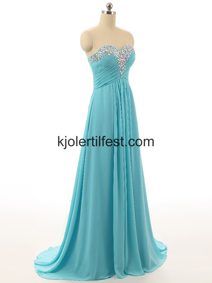 Skjede/Kolonne Stroppels Bl Chiffon Ballkjoler