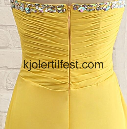 Skjede/Kolonne Stroppels Gul Chiffon Ballkjoler