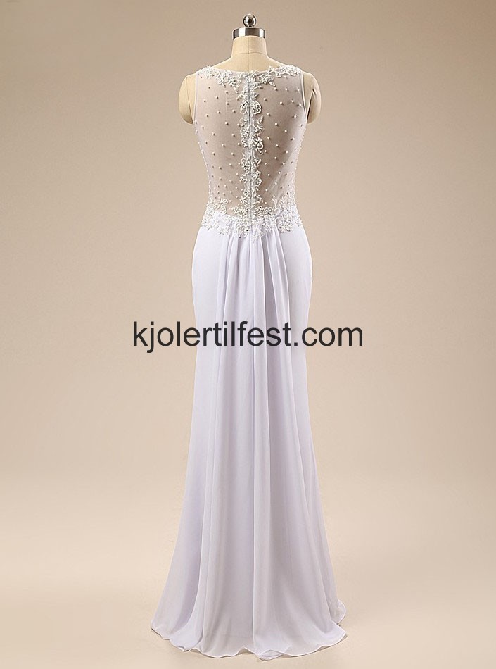 Skjede Lange Hvit Chiffon Ballkjoler