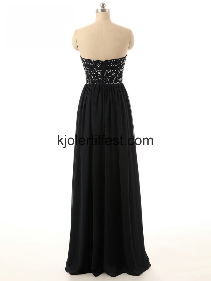 Kjreste A-Linje Gulvlengde Mrknavy Chiffon Ballkjoler