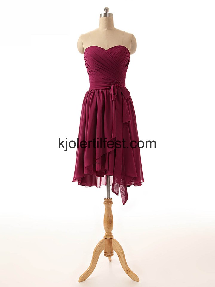 Kjreste A-Linje Kort Fuksia Chiffon Brudepikekjoler