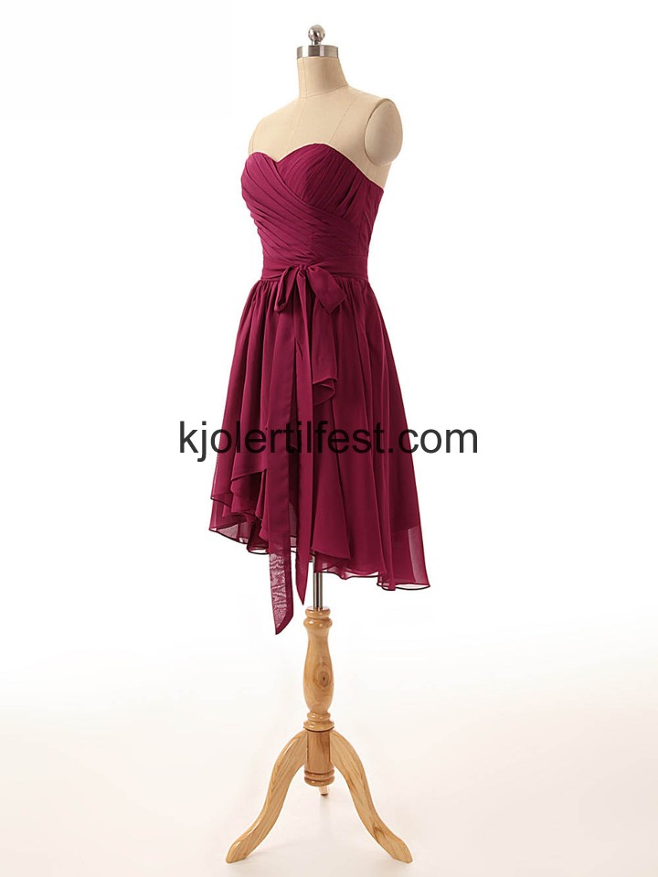 Kjreste A-Linje Kort Fuksia Chiffon Brudepikekjoler