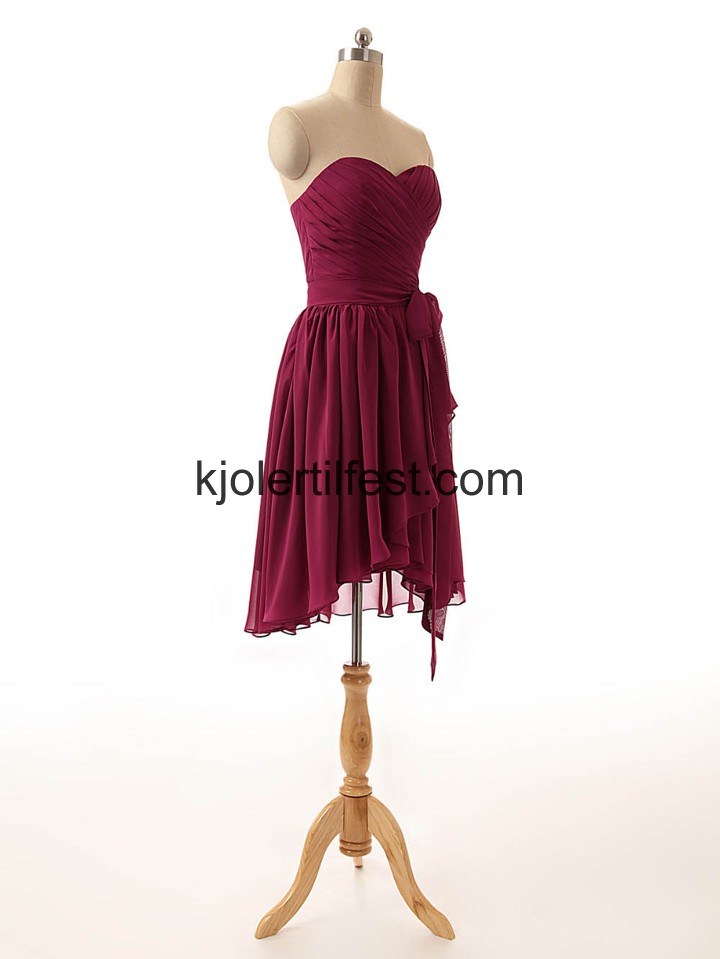 Kjreste A-Linje Kort Fuksia Chiffon Brudepikekjoler