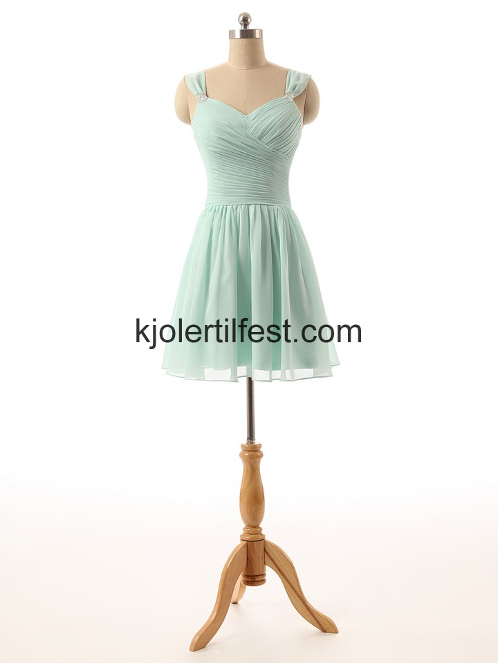Kjreste A-Linje Kort Mint Chiffon Brudepikekjoler