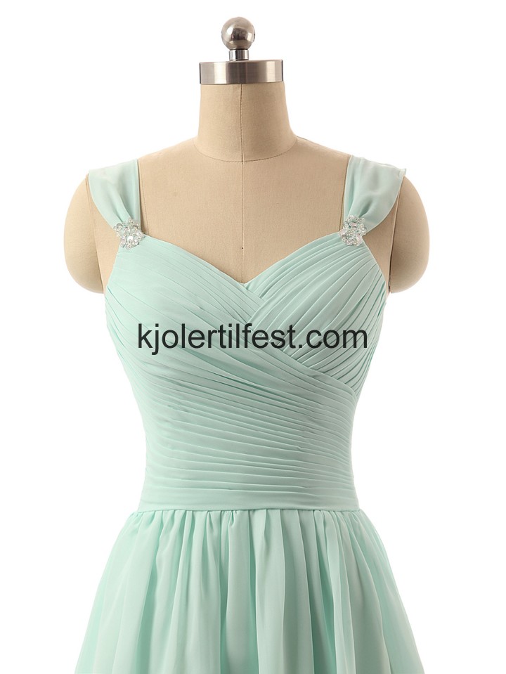 Kjreste A-Linje Kort Mint Chiffon Brudepikekjoler