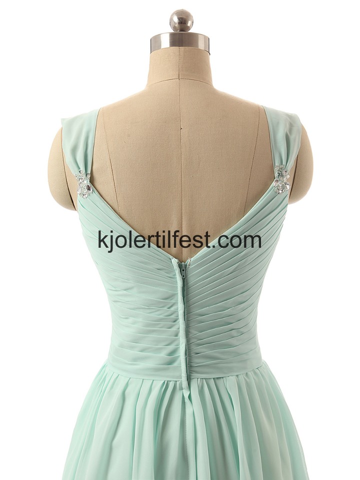 Kjreste A-Linje Kort Mint Chiffon Brudepikekjoler