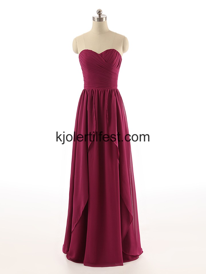 Kjreste A-Linje Lange Burgund Chiffon Selskapskjoler