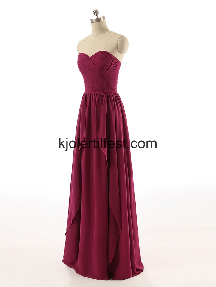 Kjreste A-Linje Lange Burgund Chiffon Selskapskjoler