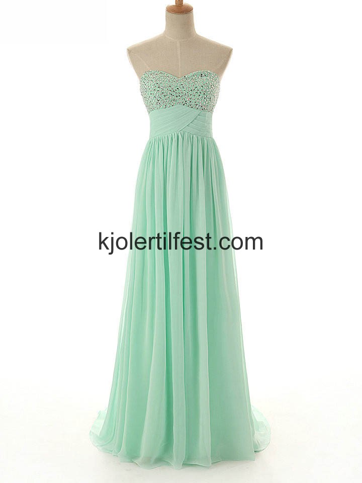 Kjreste A-Linje Lange Mint Chiffon Selskapskjoler