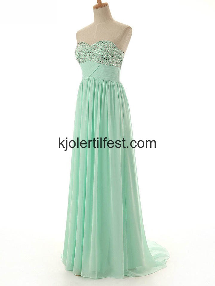Kjreste A-Linje Lange Mint Chiffon Selskapskjoler