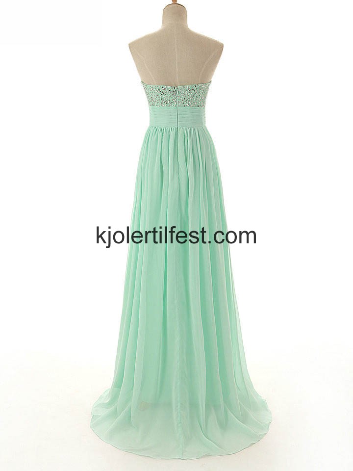 Kjreste A-Linje Lange Mint Chiffon Selskapskjoler