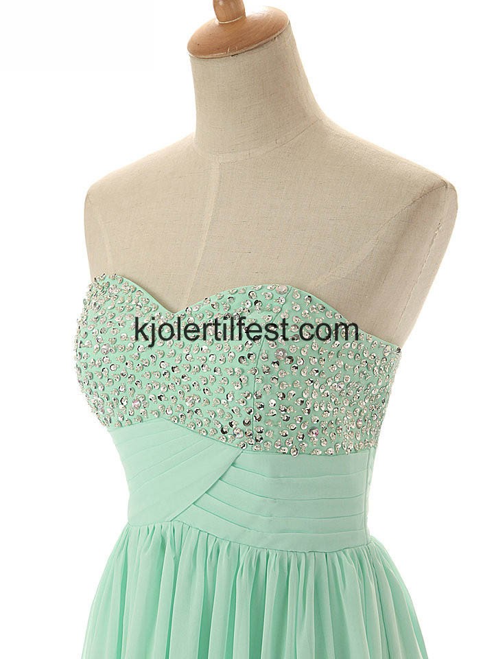 Kjreste A-Linje Lange Mint Chiffon Selskapskjoler