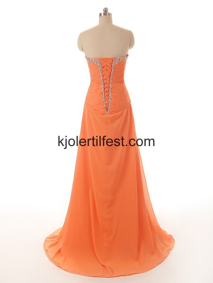 Kjreste A-Linje Lange Oransje Chiffon Selskapskjoler