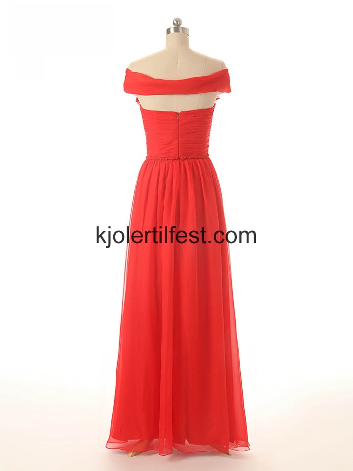 Kjreste A-Linje Lange Rd Chiffon Brudepikekjoler