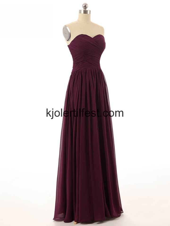 Kjreste A-Linje Burgund Chiffon Selskapskjoler