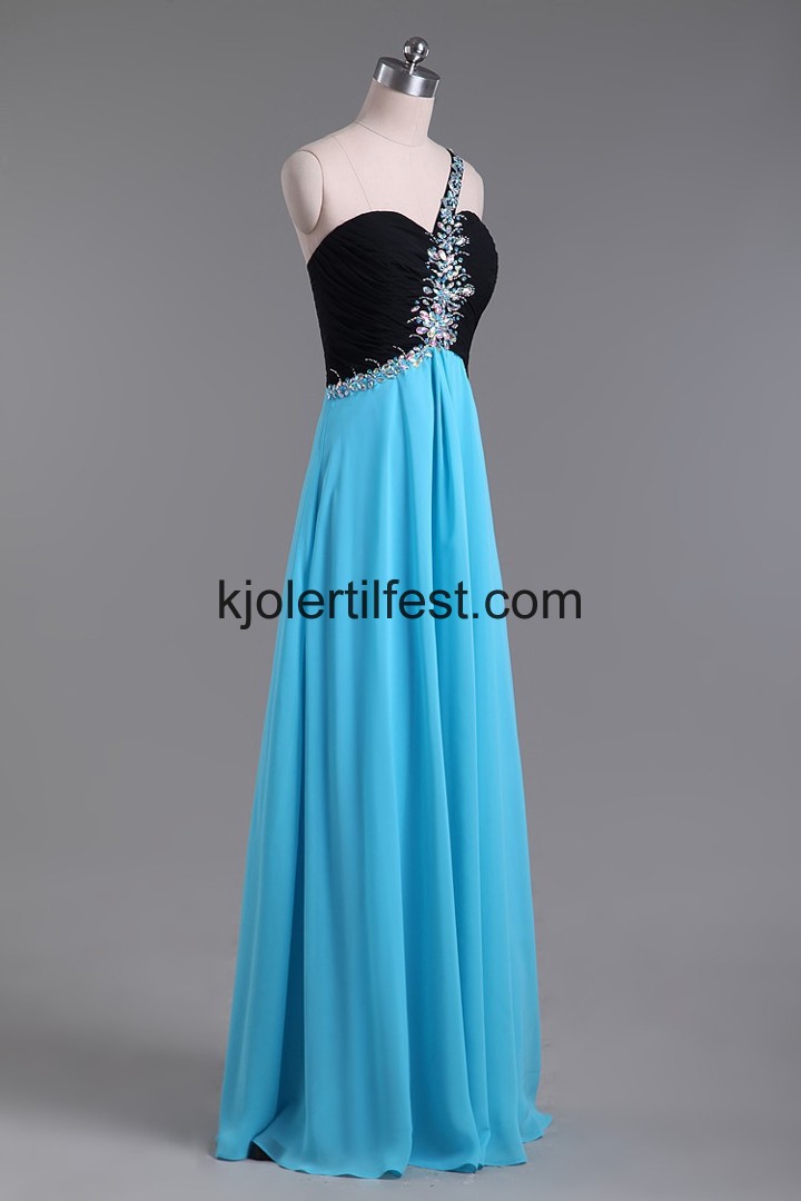 Kjreste En-Skulder Lange Bl Chiffon Ballkjoler