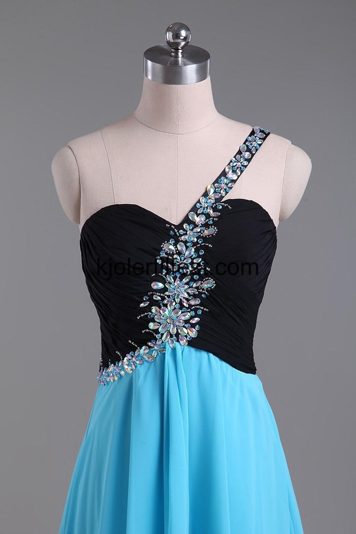 Kjreste En-Skulder Lange Bl Chiffon Ballkjoler