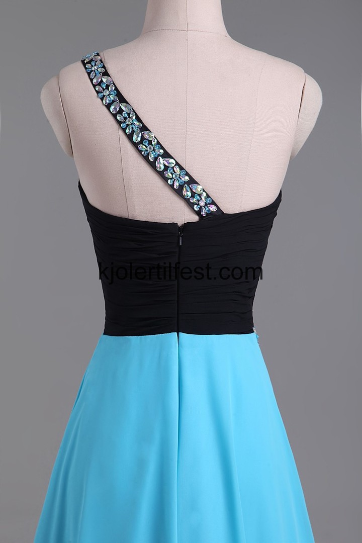 Kjreste En-Skulder Lange Bl Chiffon Selskapskjoler