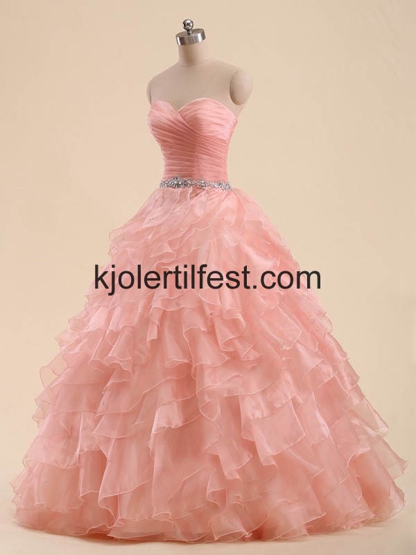 Kjreste Gulvlengde Lange Organza Quinceanera Kjoler