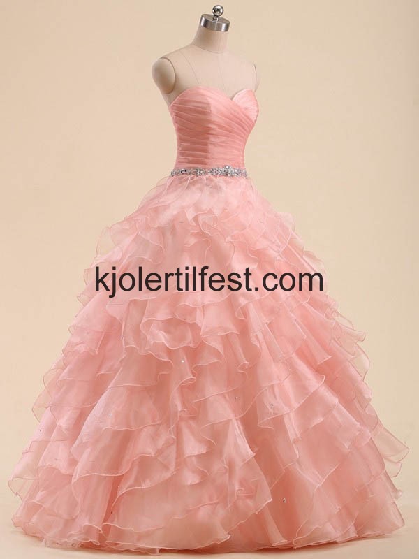 Kjreste Gulvlengde Lange Organza Quinceanera Kjoler