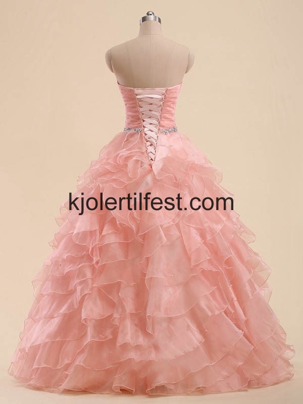 Kjreste Gulvlengde Lange Organza Quinceanera Kjoler