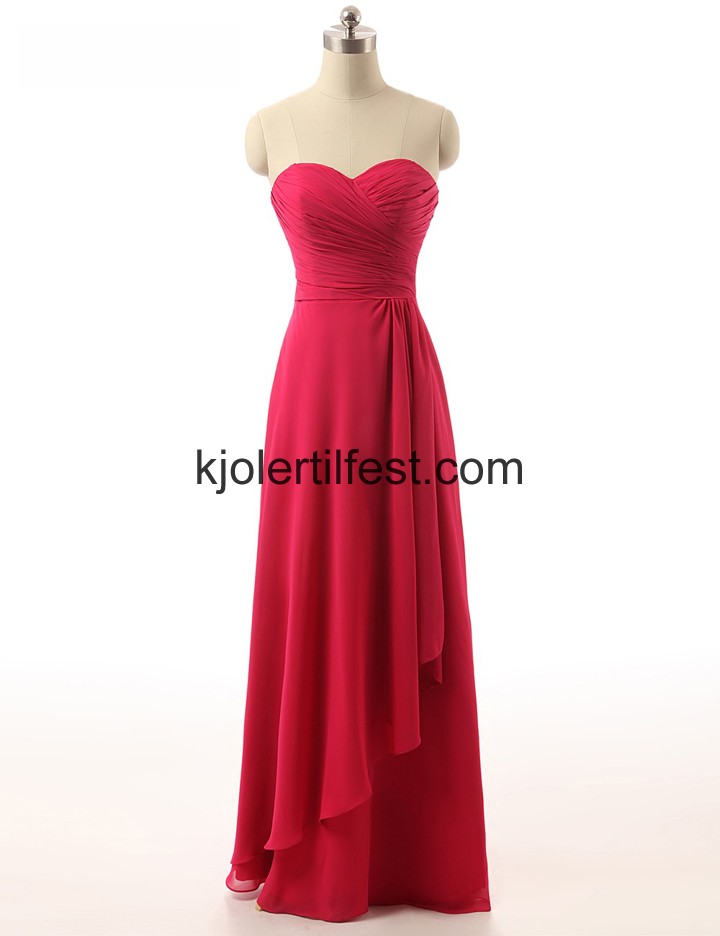 Kjreste Gulvlengde Rd Chiffon Selskapskjoler