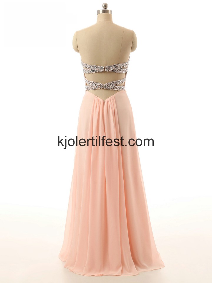 Kjreste Lange A-Linje Rosa Chiffon Selskapskjoler