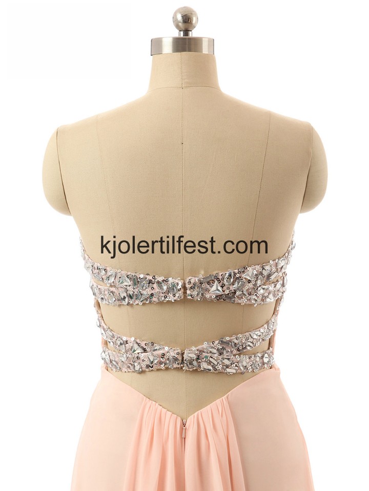 Kjreste Lange A-Linje Rosa Chiffon Selskapskjoler
