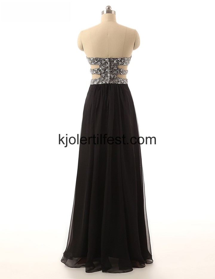 Kjreste Lange A-Linje Svart Chiffon Ballkjoler