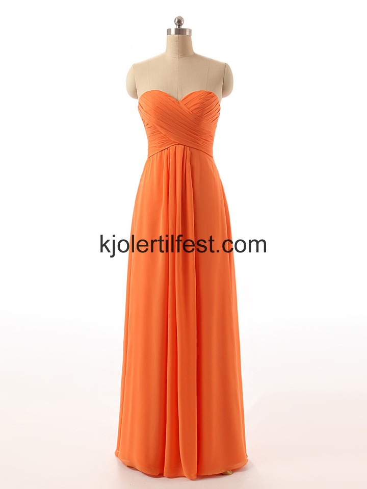 Kjreste Lange Oransje Chiffon Brudepikekjoler
