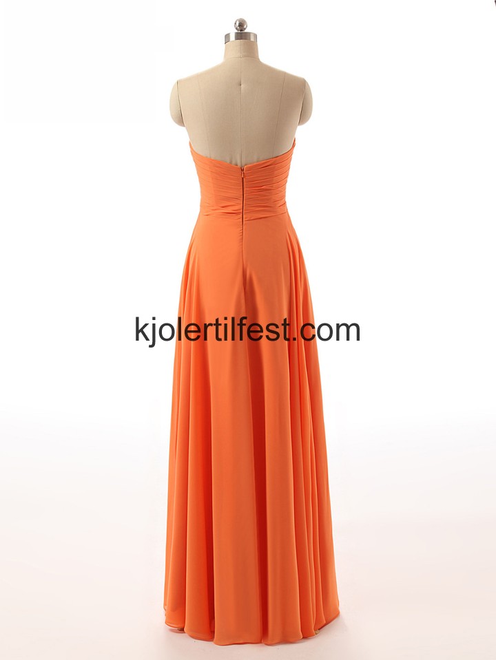 Kjreste Lange Oransje Chiffon Brudepikekjoler