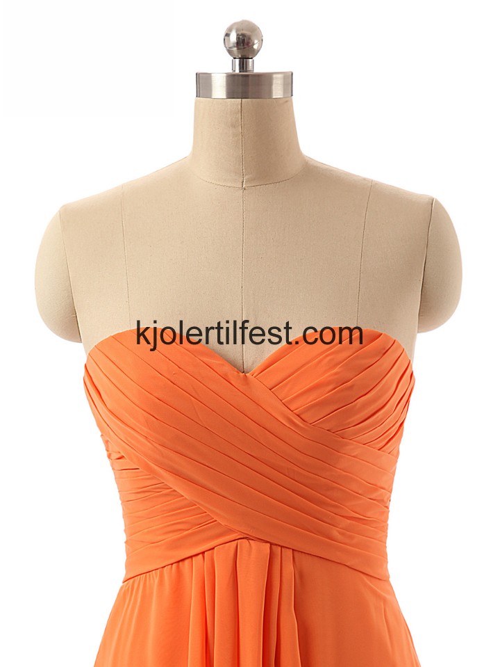 Kjreste Lange Oransje Chiffon Brudepikekjoler